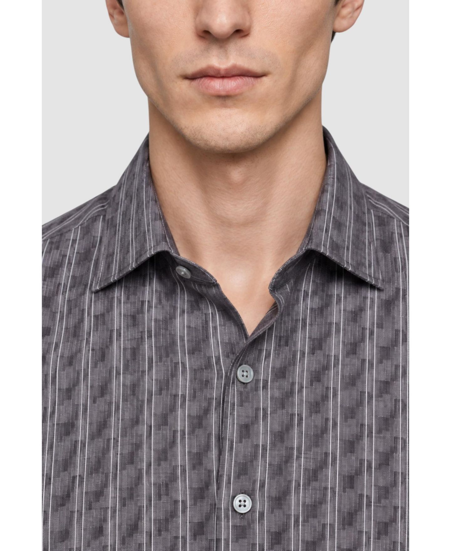 Мужская рубашка Garnet Striped Long-Sleeve, цвет: Угольный — фото 6