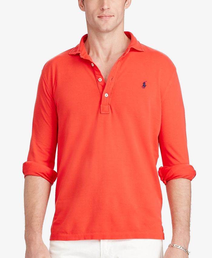 Featherweight cotton mesh polo top