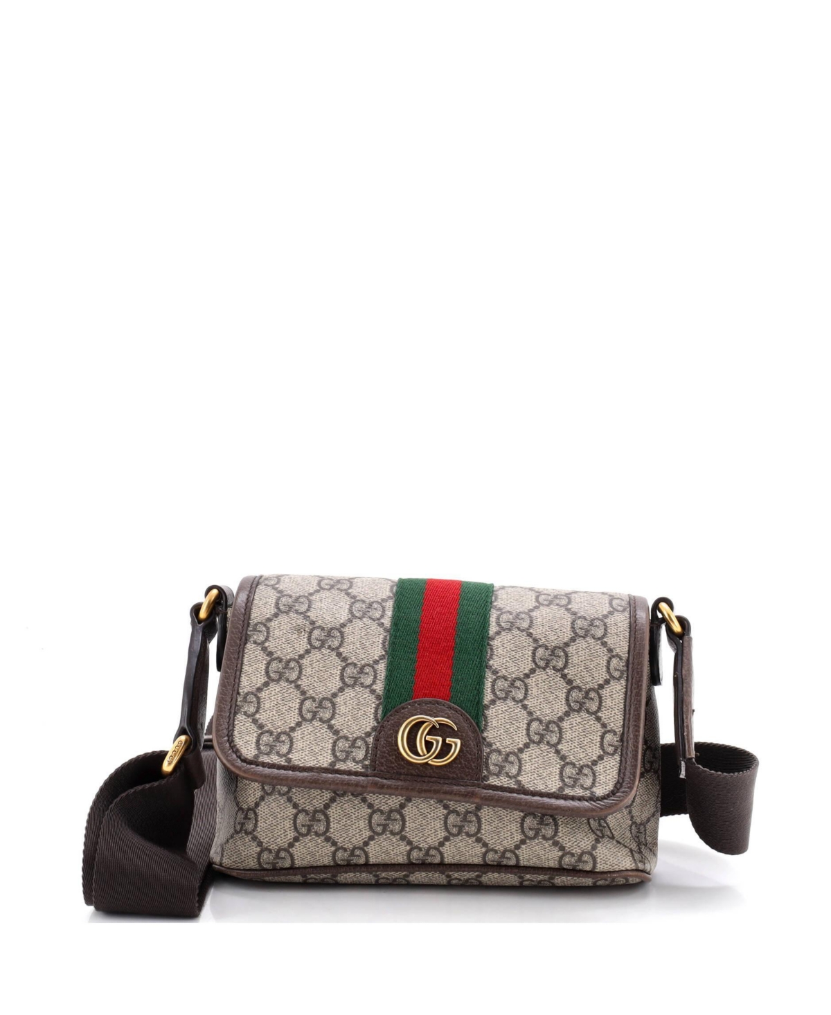 Pre-Owned Gucci Mini Ophidia Flap Shoulder Bag Gg Coated Canvas - Brown