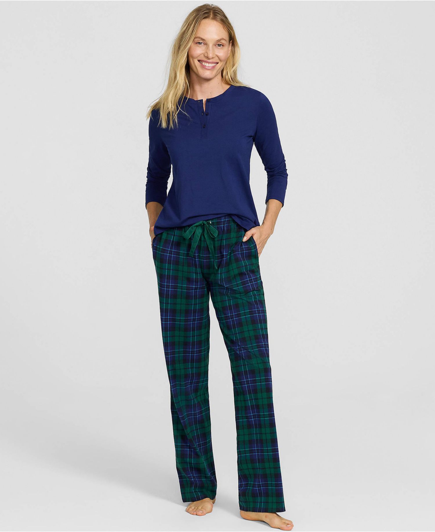 Women's Knit 2 Piece Pajama Set - Long Sleeve Top and Pants