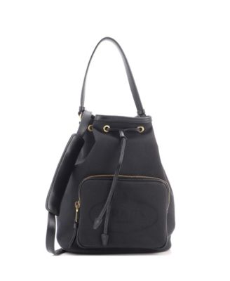 Logo Drawstring Bucket Bag Canvas