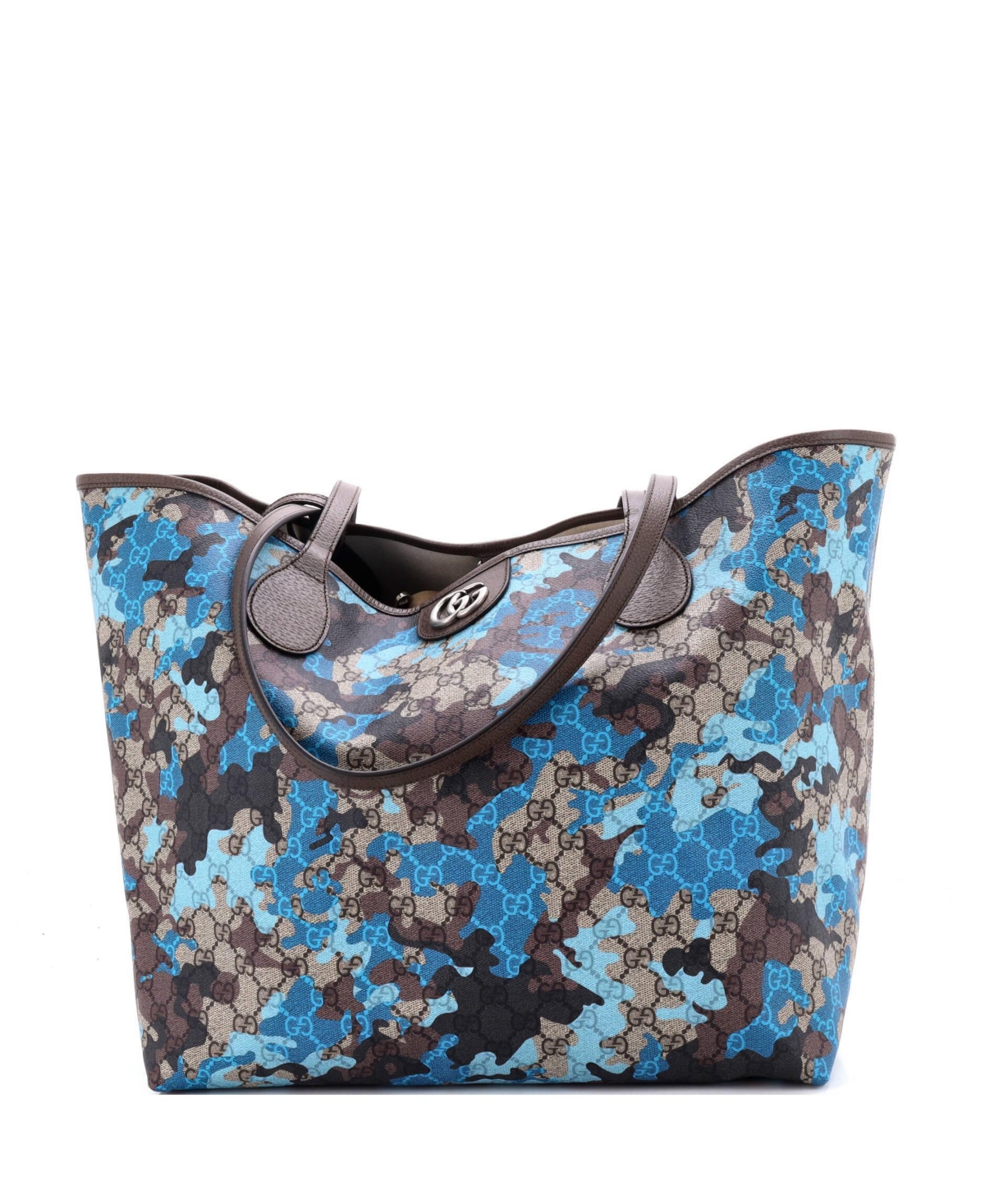 Pre-Owned Gucci Large Ophidia Gg Open Tote Gg Camouflage Coated Canvas