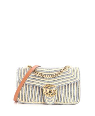 Small GG Marmont Flap Bag Woven Raffia