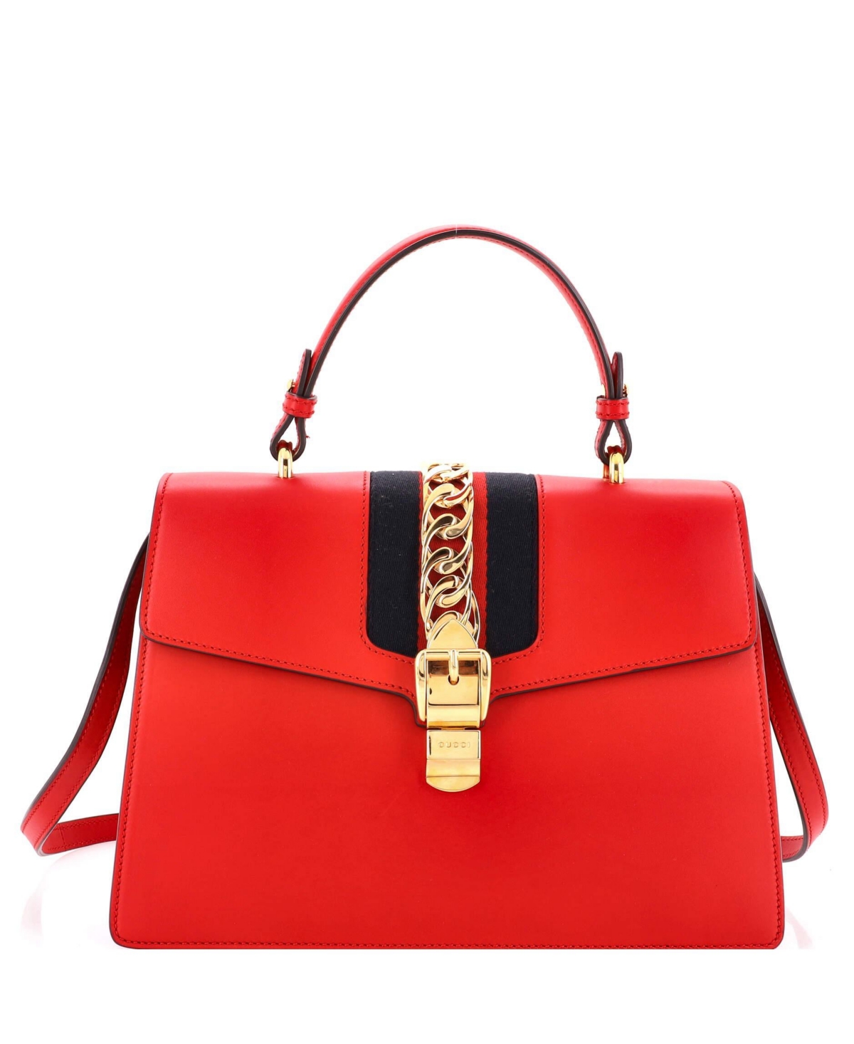 Pre-Owned Gucci Medium Sylvie Top Handle Bag Leather - Red