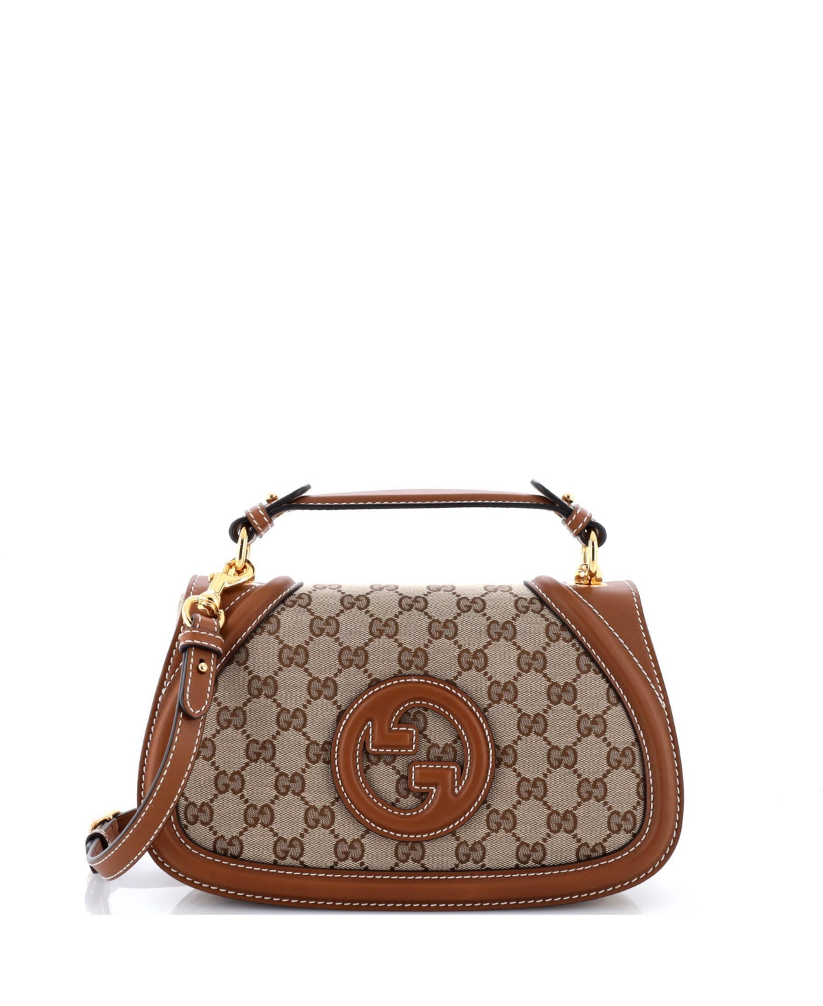 Pre-Owned Gucci Medium Blondie Nm Top Handle Bag Gg Coated Canvas with Leather