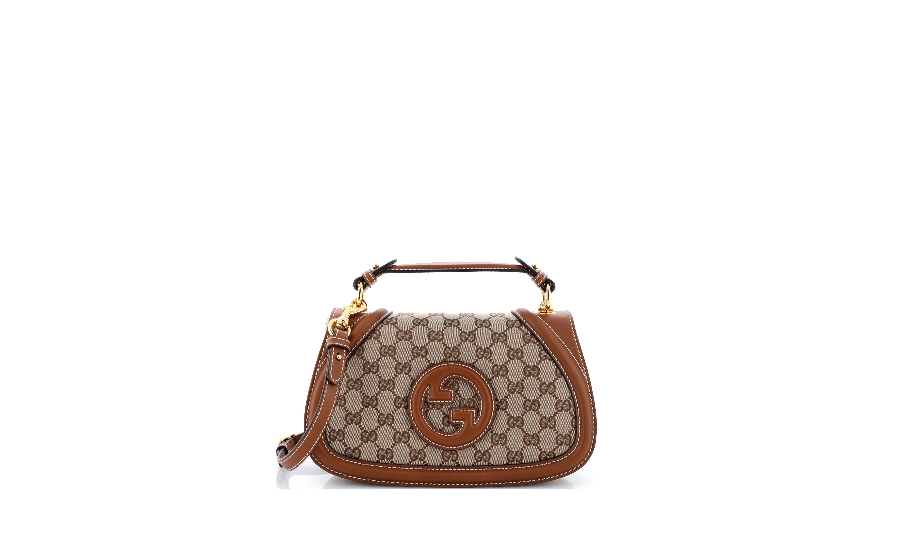 Pre-Owned Gucci Medium Blondie Nm Top Handle Bag Gg Coated Canvas with Leather