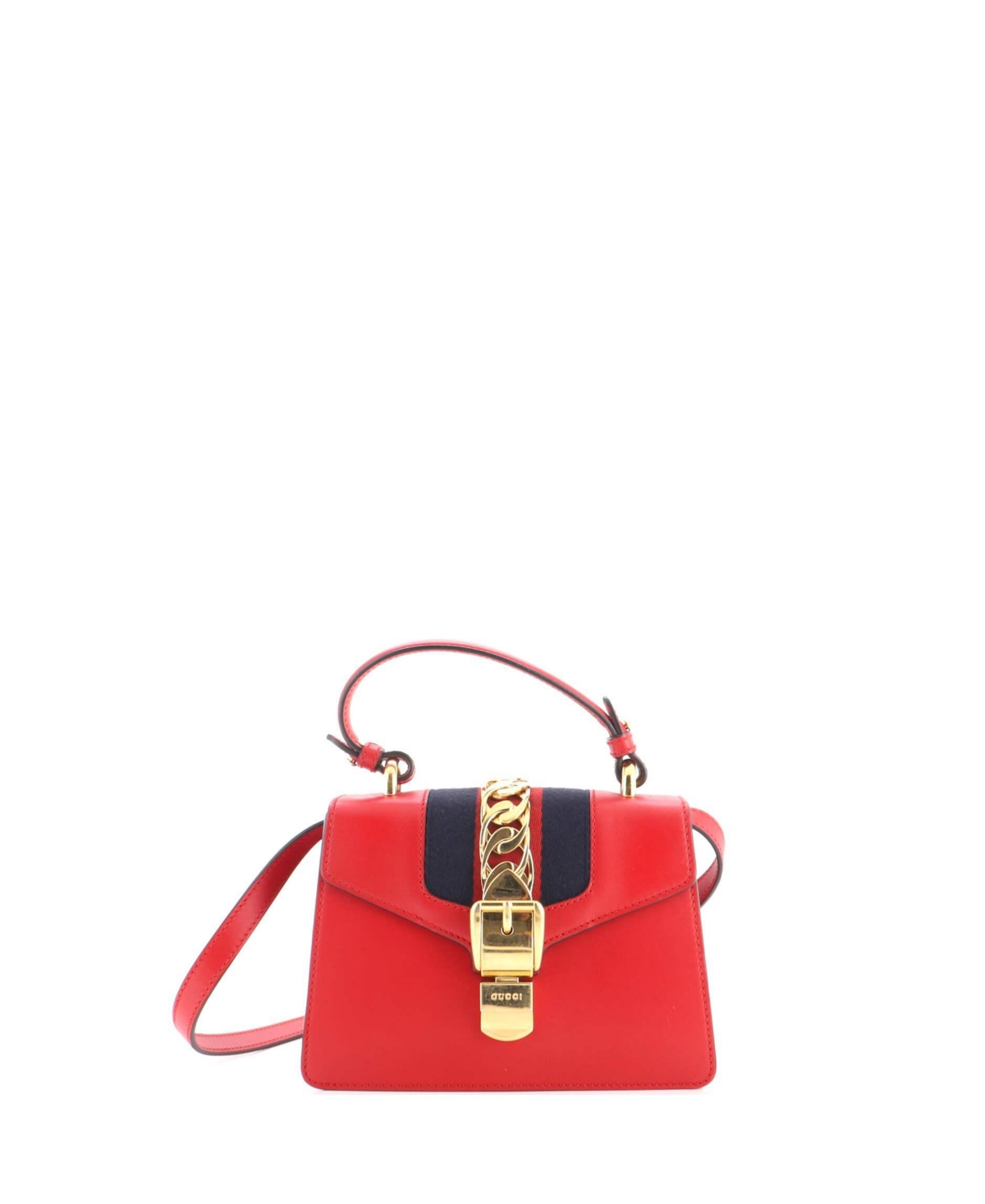 Pre-Owned Gucci Mini Sylvie Top Handle Bag Leather - Red