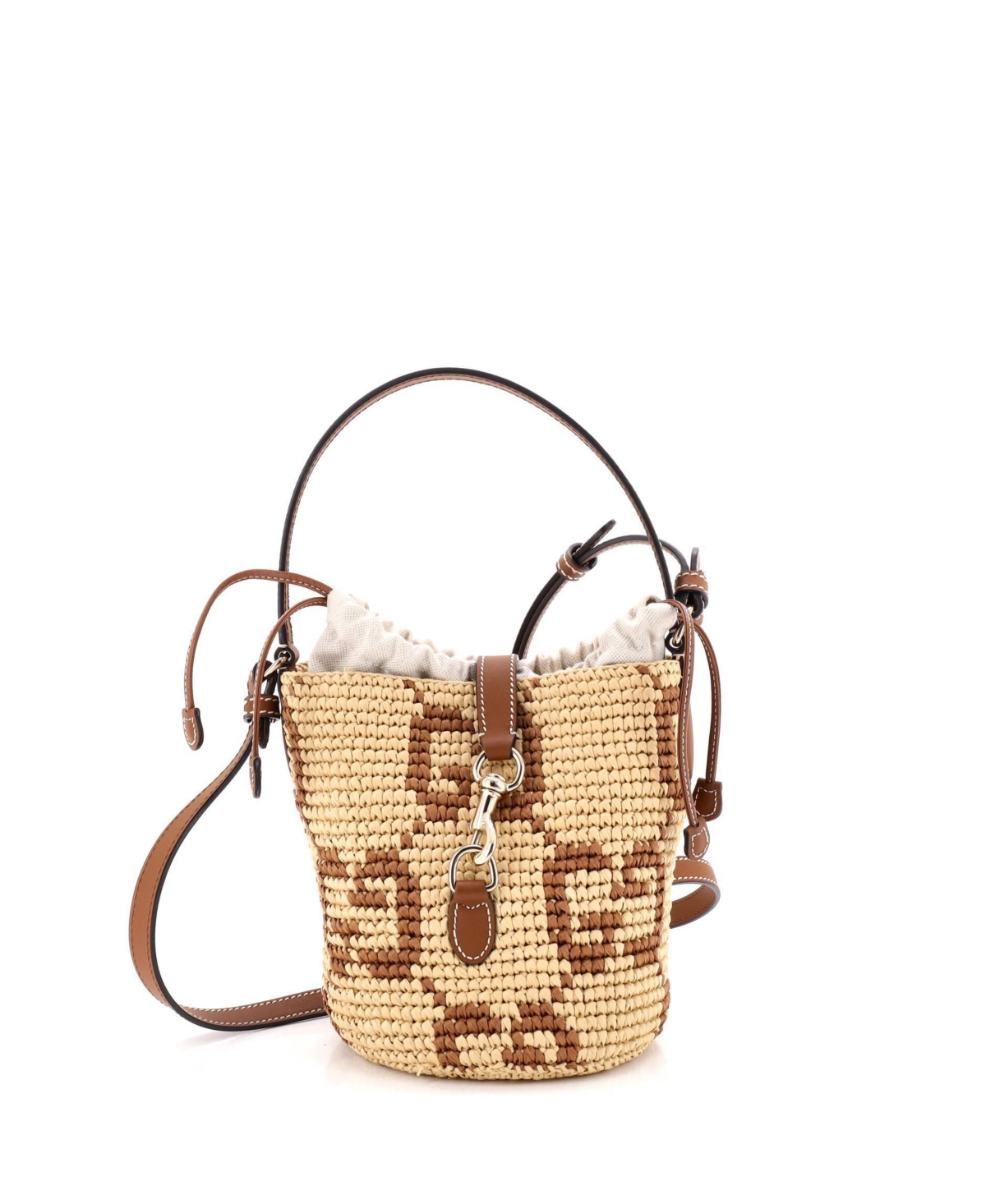 Pre-Owned Gucci Mini Bucket Bag Gg Raffia