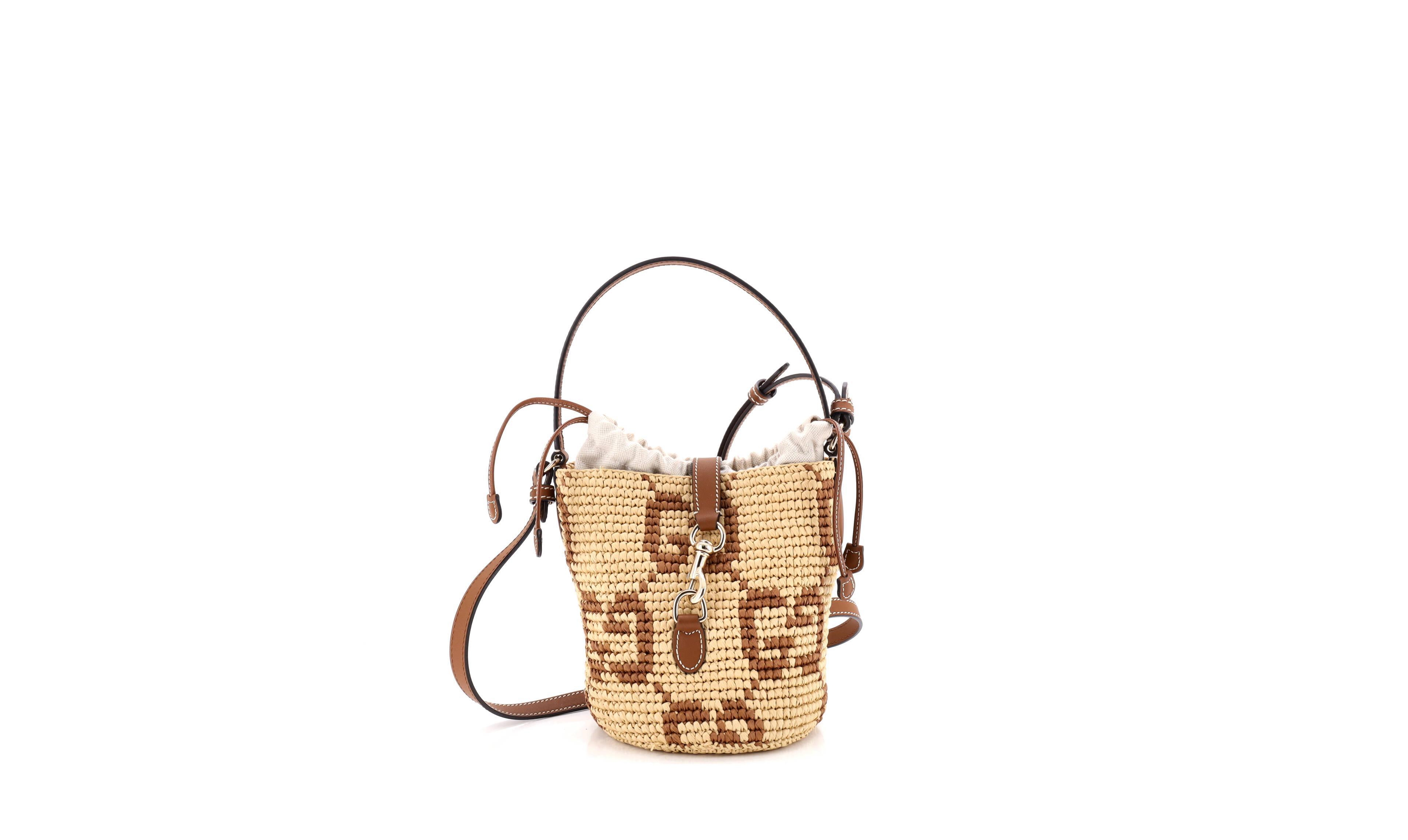 Pre-Owned Gucci Mini Bucket Bag Gg Raffia
