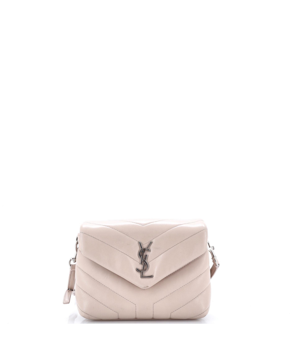 Pre-Owned Saint Laurent Toy Loulou Crossbody Mini Matelasse Chevron Shoulder Bag - Natural