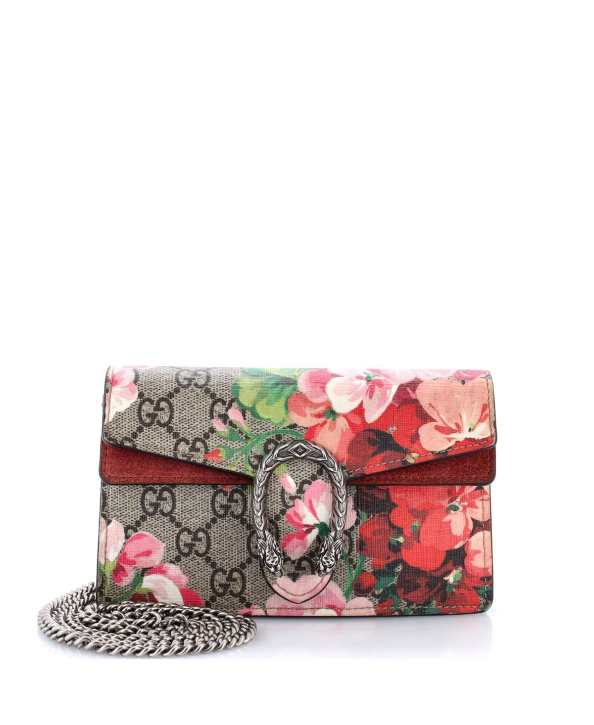 Pre-Owned Gucci Super Mini Dionysus Bag Blooms Print Gg Coated Canvas - Brown