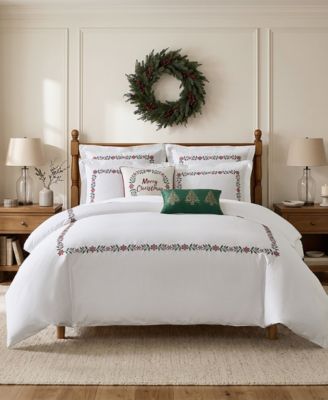 Holly Thistle Embroidered 3-Piece Duvet Cover Set, Full/Queen