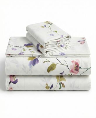 Printed 300 Thread Count  Cotton Deep Pocket 3-Piece Sheet Set, Twin