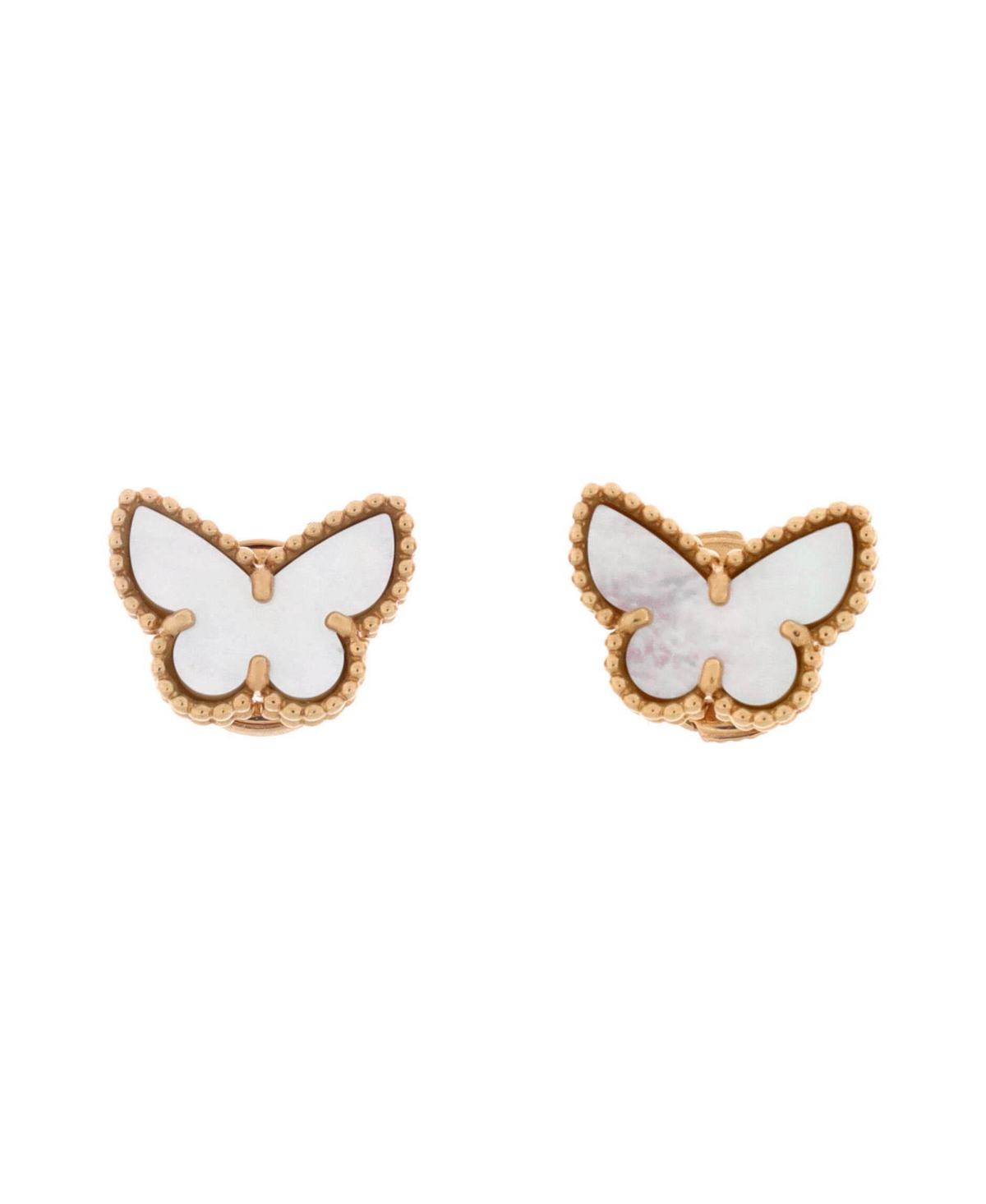 Pre-Owned Van Cleef & Arpels Sweet Alhambra Mother-of-Pearl Post Back Stud Earrings in 18k Yellow Gold