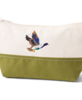 Embroidered Zipper Canvas Pouch