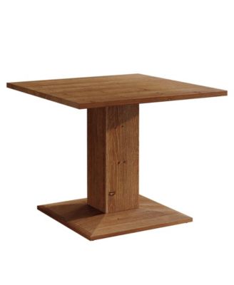 Square Solid Wood Dining Table for 4 Persons with Pedestal Base