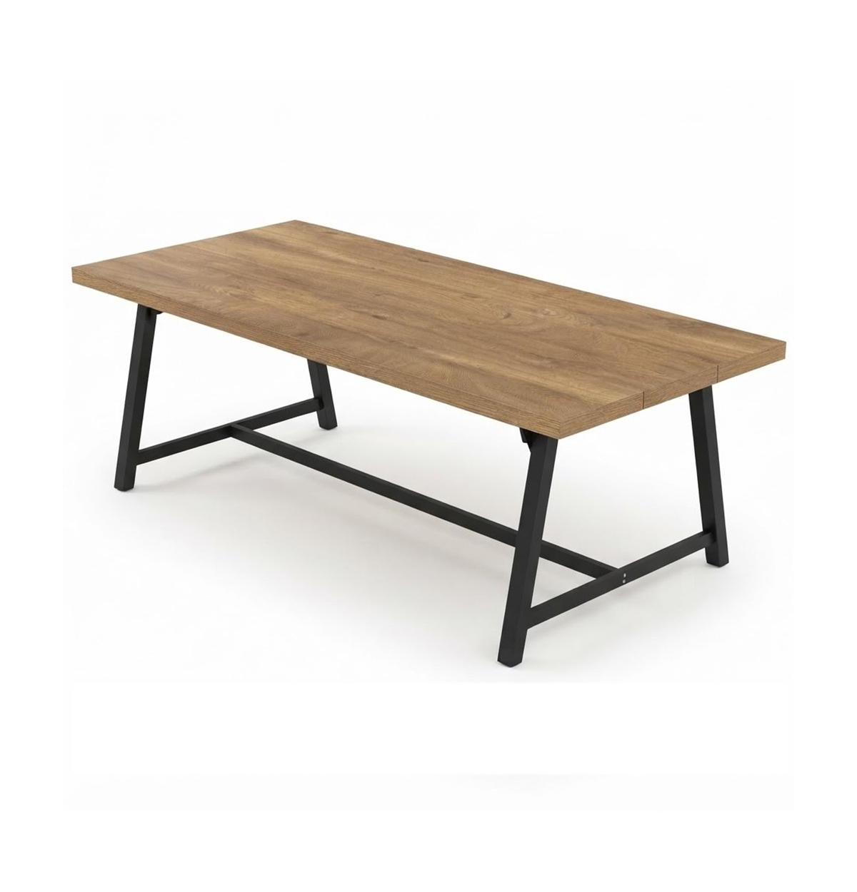 Slickblue Wooden Dining Table for 8 Persons with Rectangular Top for Kitchen and Dining Room - Yellow brown