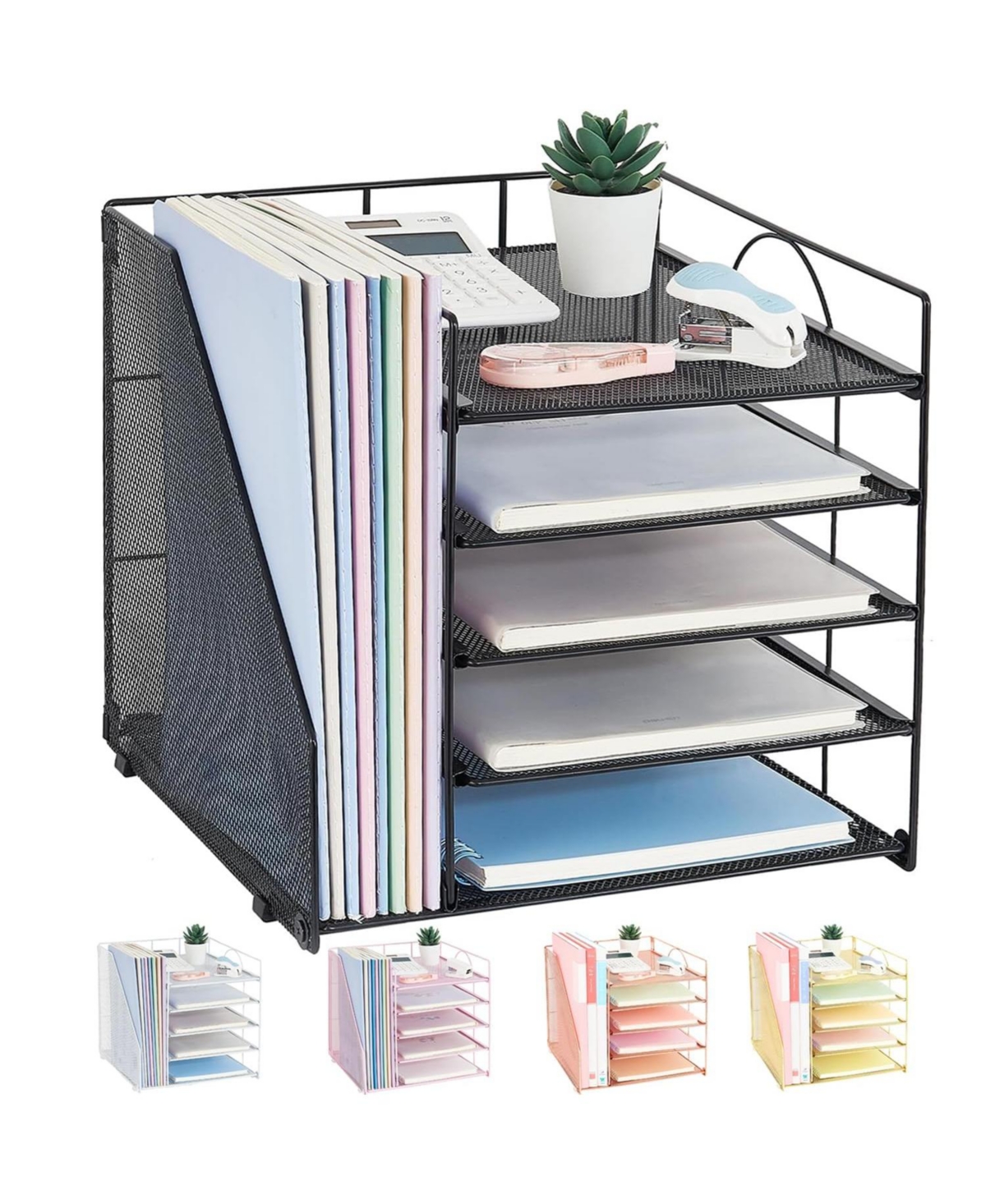 Four Candies 5 Tier Sliding Tray Desk Organizer With File Shelves For Office Supplies