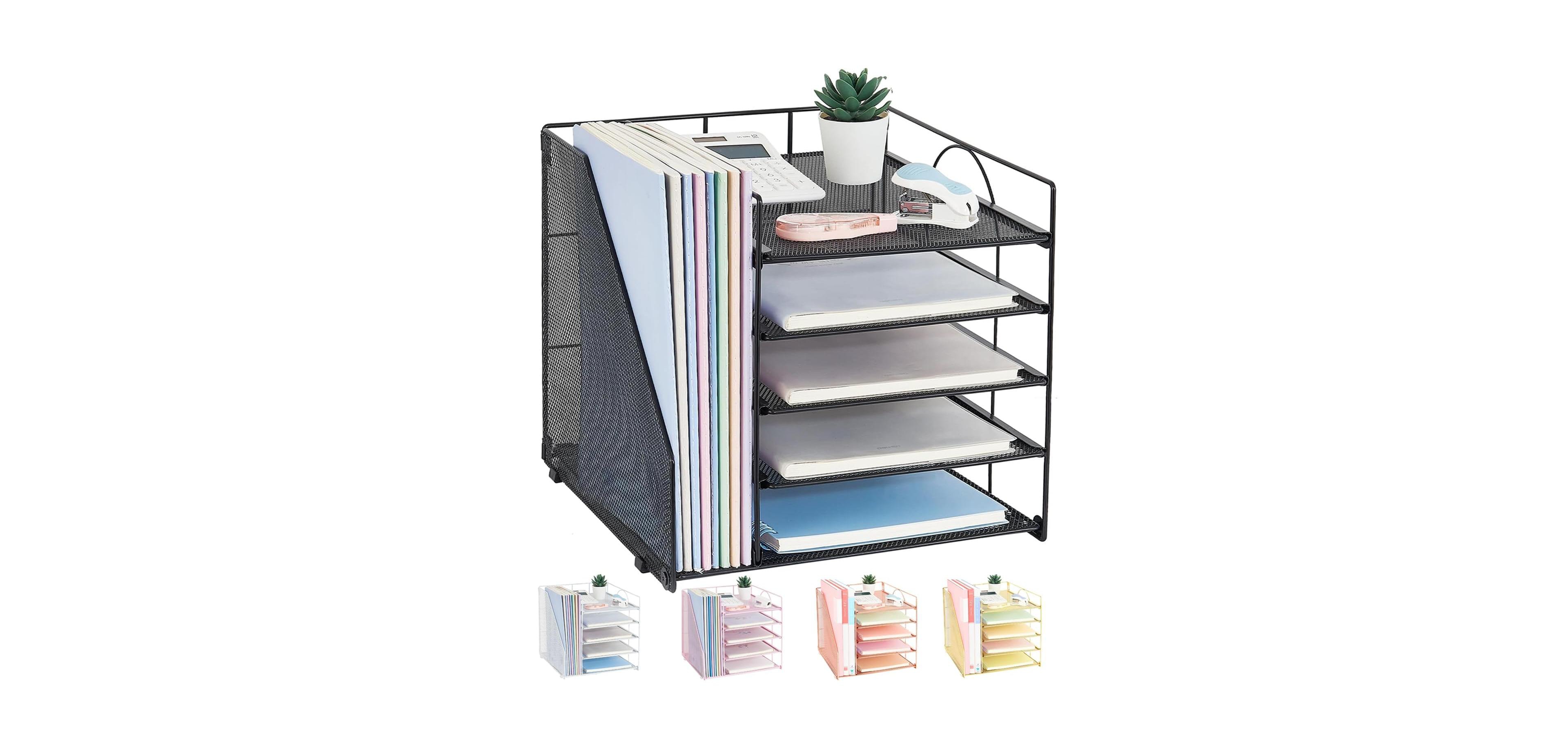 Four Candies 5 Tier Sliding Tray Desk Organizer With File Shelves For Office Supplies