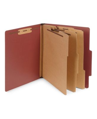 Red Pressboard Classification Folders 8 Section 3 Dividers Letter Size