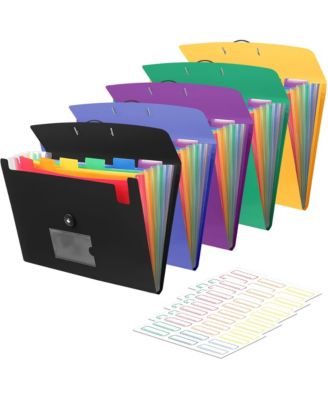 5 Pack 7 Pocket Accordion File Organizer Expandable Folder With Labels For Letter A4 Paper Home Office College Supplies