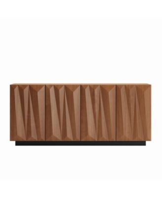 60 Inch MDF 4-Door 3D Geometric Sideboard Cabinet