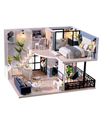 DIY Miniature Dollhouse Kit with Music Movement and LED Lights, Ages 14+