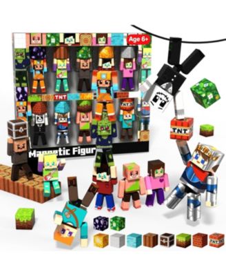 Magnetic Rotating-Arms Building Blocks Action Figures Playset, Ages 6+