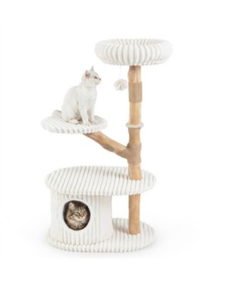 41 Inch Tall Pear Wood Cat Tower for Indoor Climbing Cats