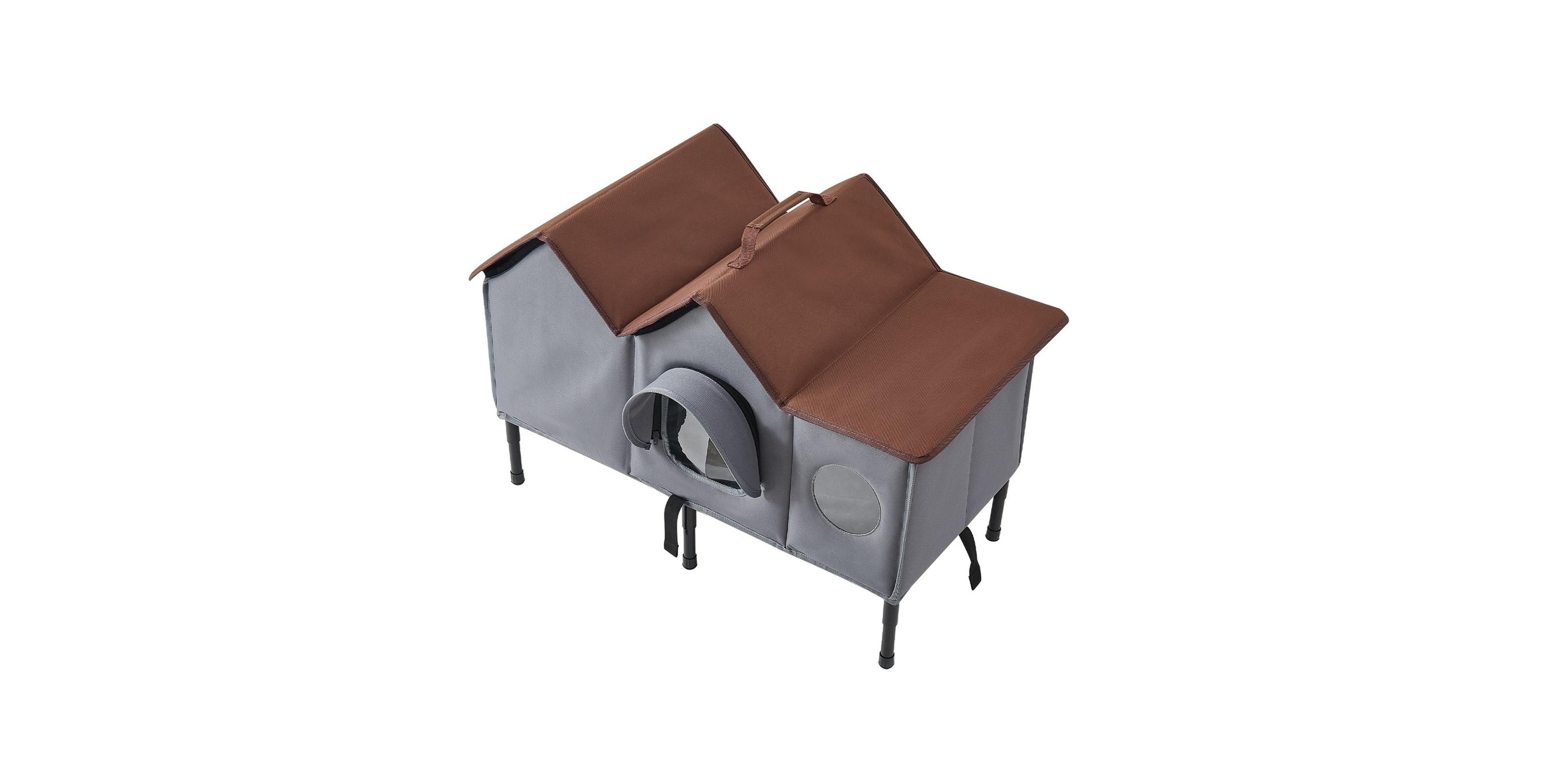 Hongge Elevated Heated Cat Shelter Featuring Double Door Escape Exit
