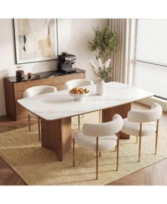63" Sintered Stone Dining Table with Dual Pedestal