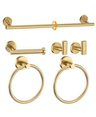6 Pieces 23.6" Towel Bar Set Bathroom Hardware Wall-mounted Accessory