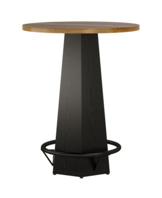 Round Cocktail Bar Table with Metal Footrest for Home and Entertainment Spaces