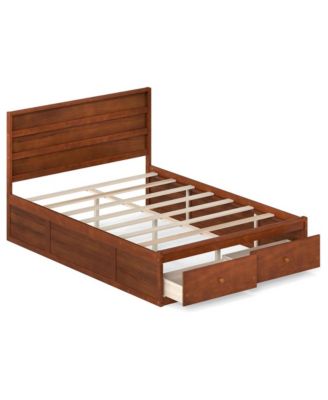 Full Size Wooden Platform Bed Frame with Storage Drawers