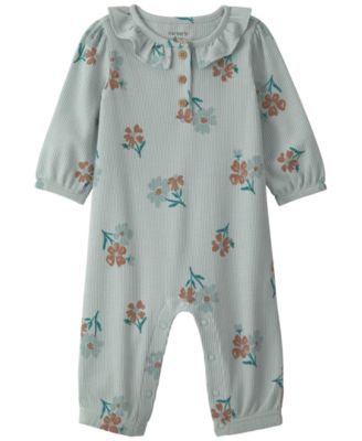 Baby Girls' Floral Thermal Long-Sleeve Jumpsuit