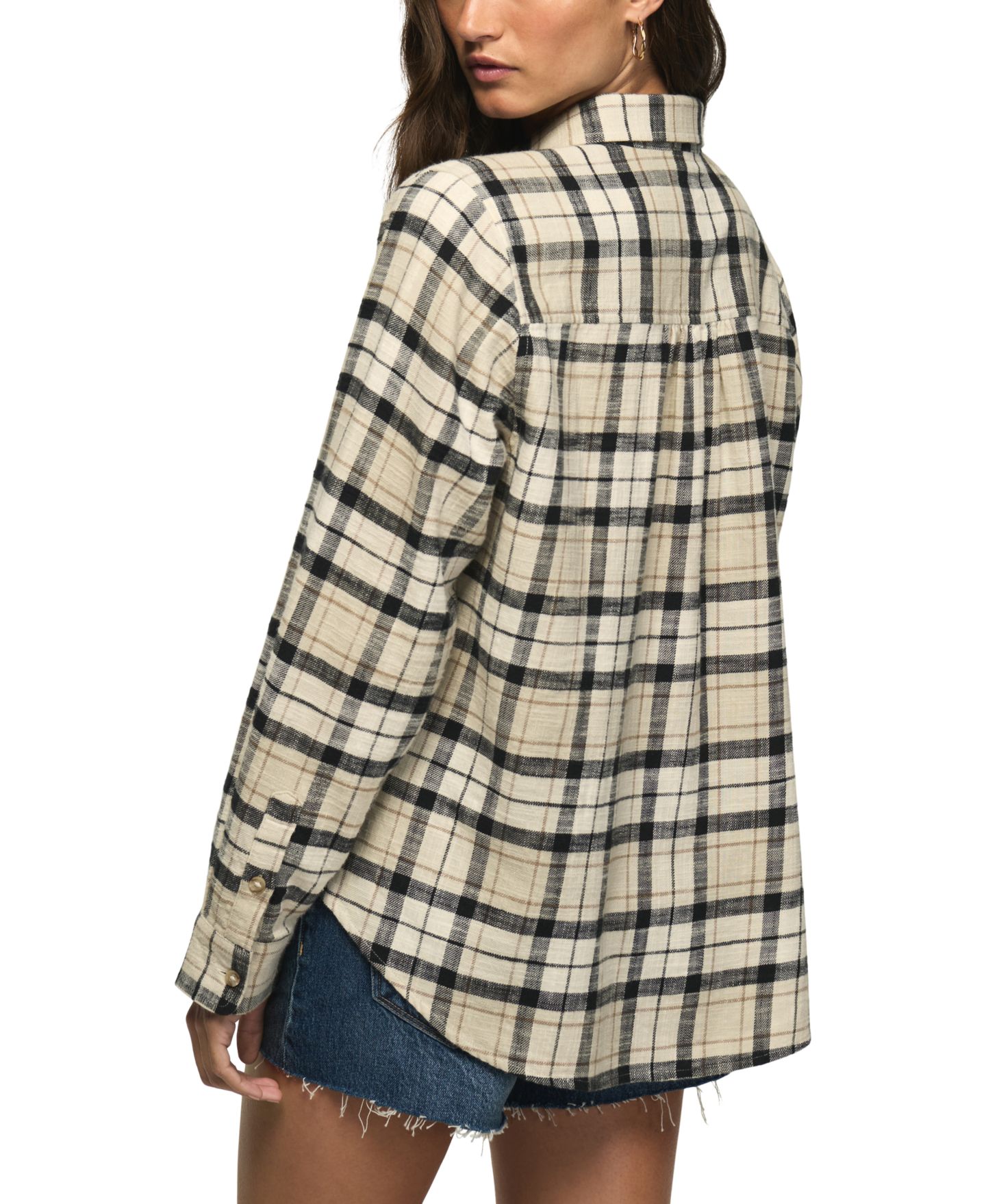 Женская рубашка Lucky Brand Long-Sleeve Plaid Button Down Shirt, цвет: Кремовый клетчатый — фото 5