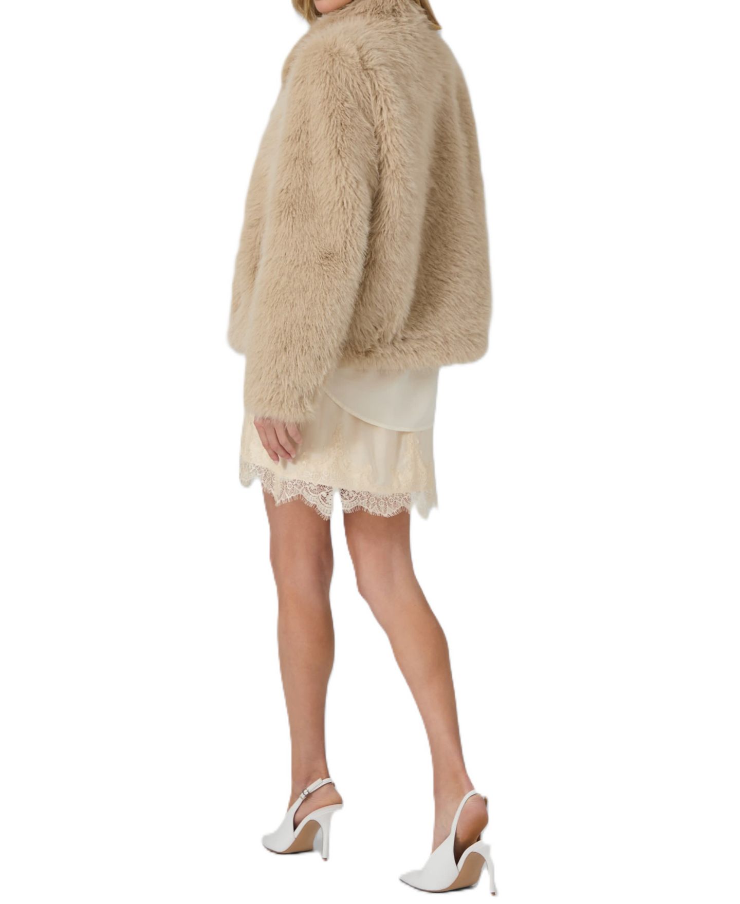 Женская куртка GUESS Luna Leopard-Print High-Neck Faux Fur, цвет: Cemento — фото 5