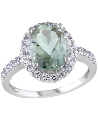 Green Quartz Oval Ring (2-1/3 ct. t.w.) with Lab-Created White Sapphire in 10k White Gold