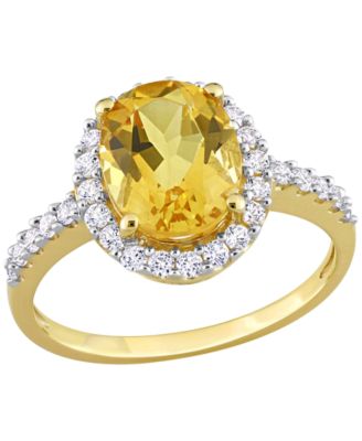 Citrine and Lab-Created White Sapphire Halo Ring (3-3/8 ct. t.w. Citrine, 5/8 ct. t.w. Sapphire) in 10k Yellow Gold