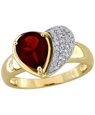 Garnet and Round-Diamond Ring (1-1/2 ct. t.w. Garnet, 1/6 ct. t.w. Diamond) in 10k Yellow Gold