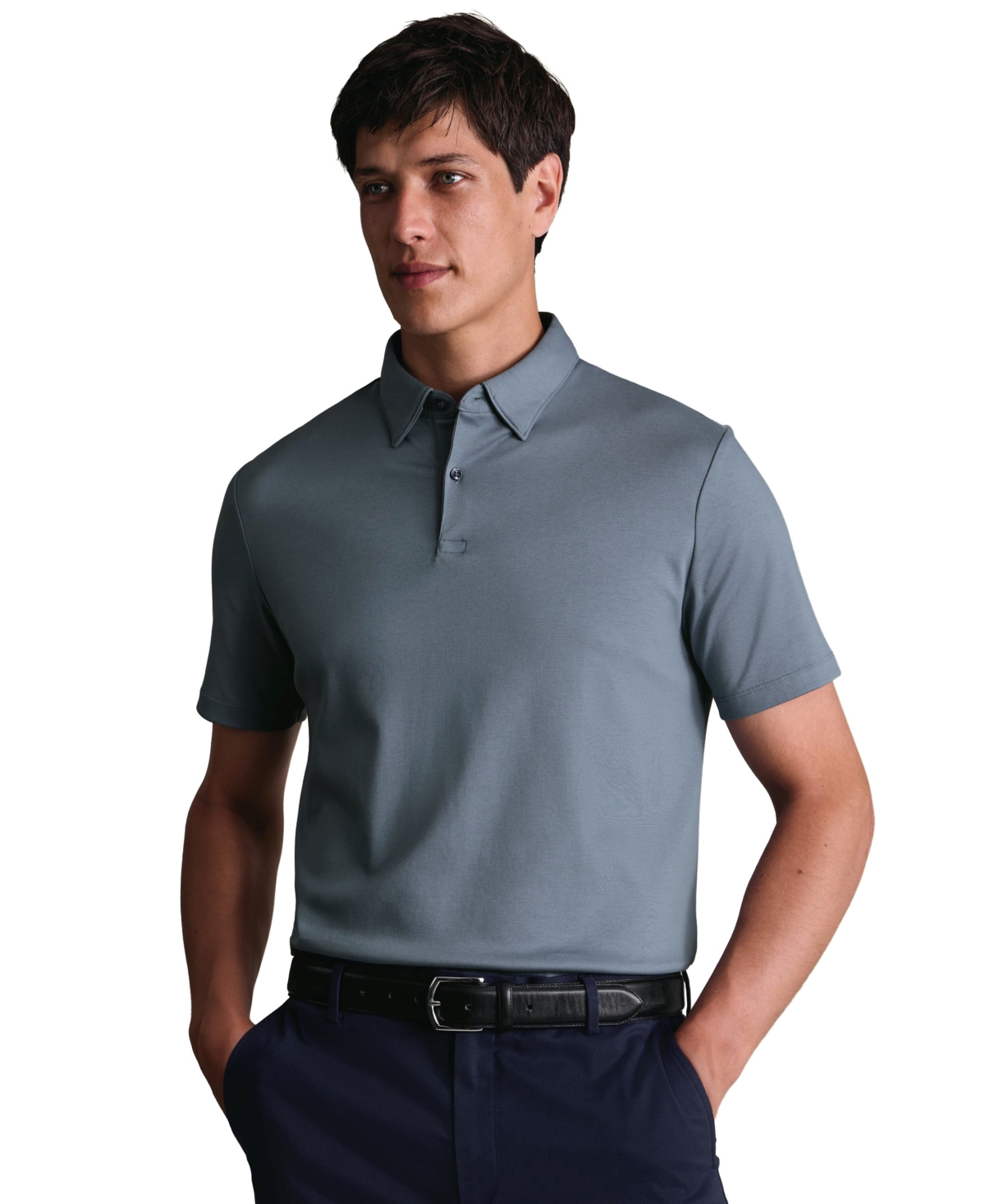 Charles Tyrwhitt Men's Smart Button-Down Short-Sleeve Polo