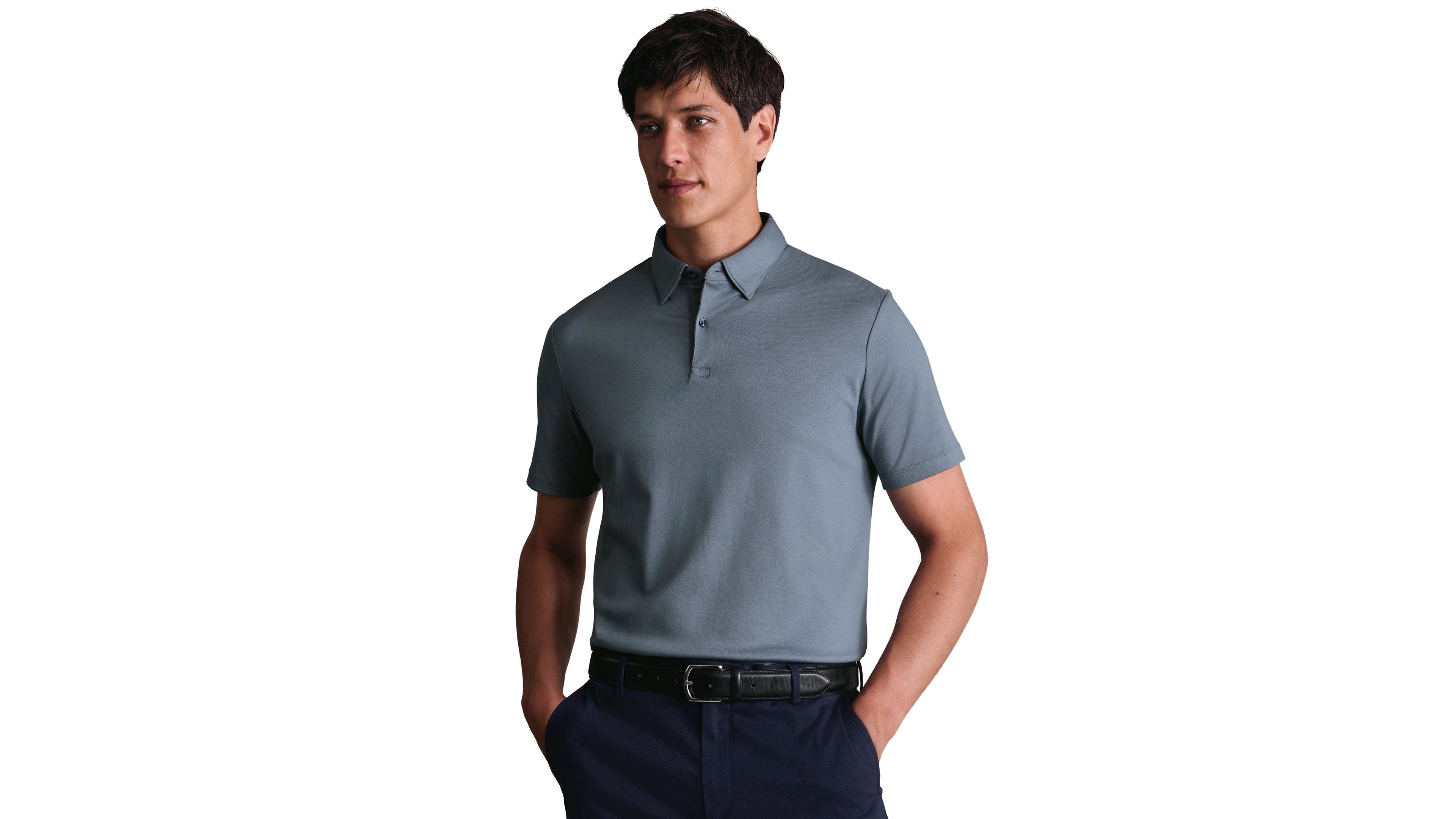 Charles Tyrwhitt Men's Smart Button-Down Short-Sleeve Polo