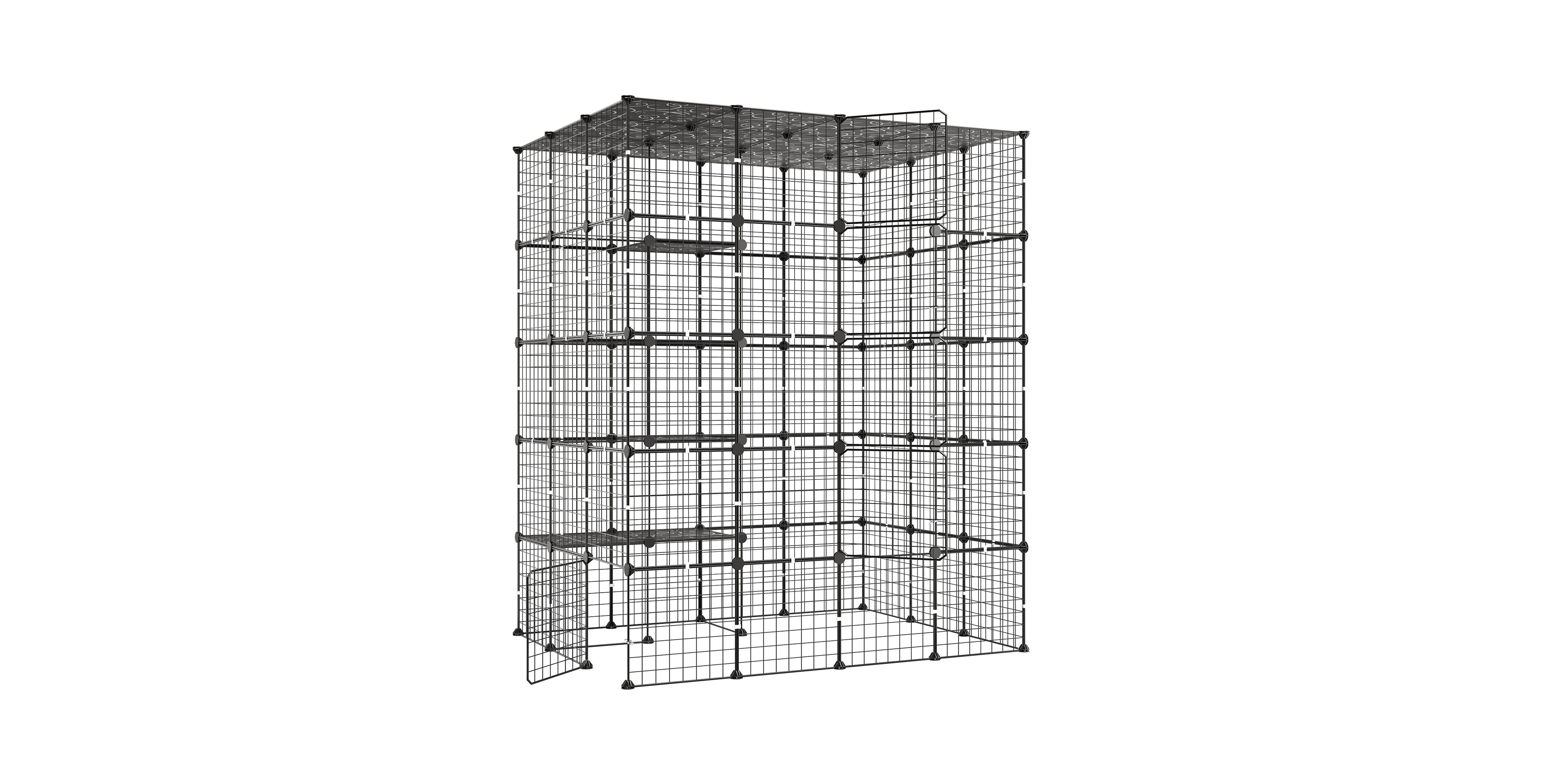 Hongge 5-Tier Diy Cat Playpen Enclosure Featuring 5 Locking Doors