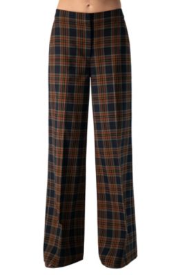 Women's Plaid Wide-Leg High-Rise Pants