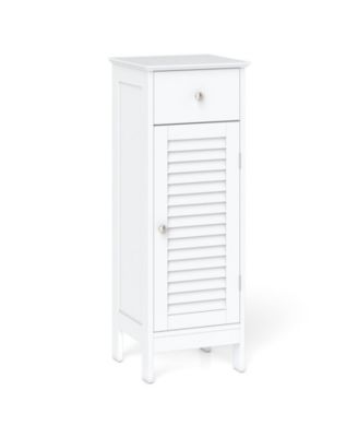 Narrow Bathroom Floor Cabinet with Adjustable Shelf and Drawer