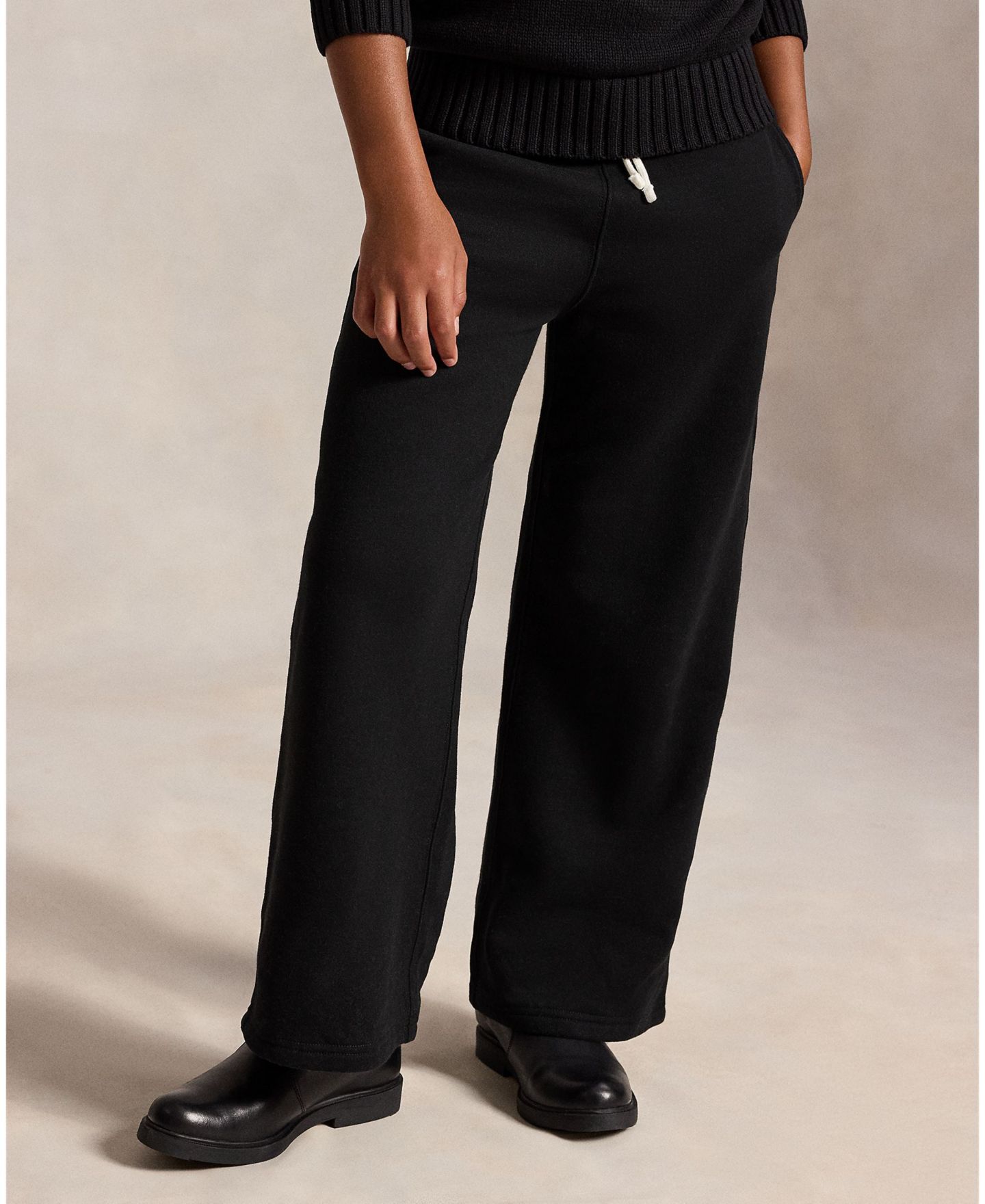 Брюки Polo Ralph Lauren Fleece Wide-Leg Sweatpant для девочек, цвет: Чёрный — фото 5