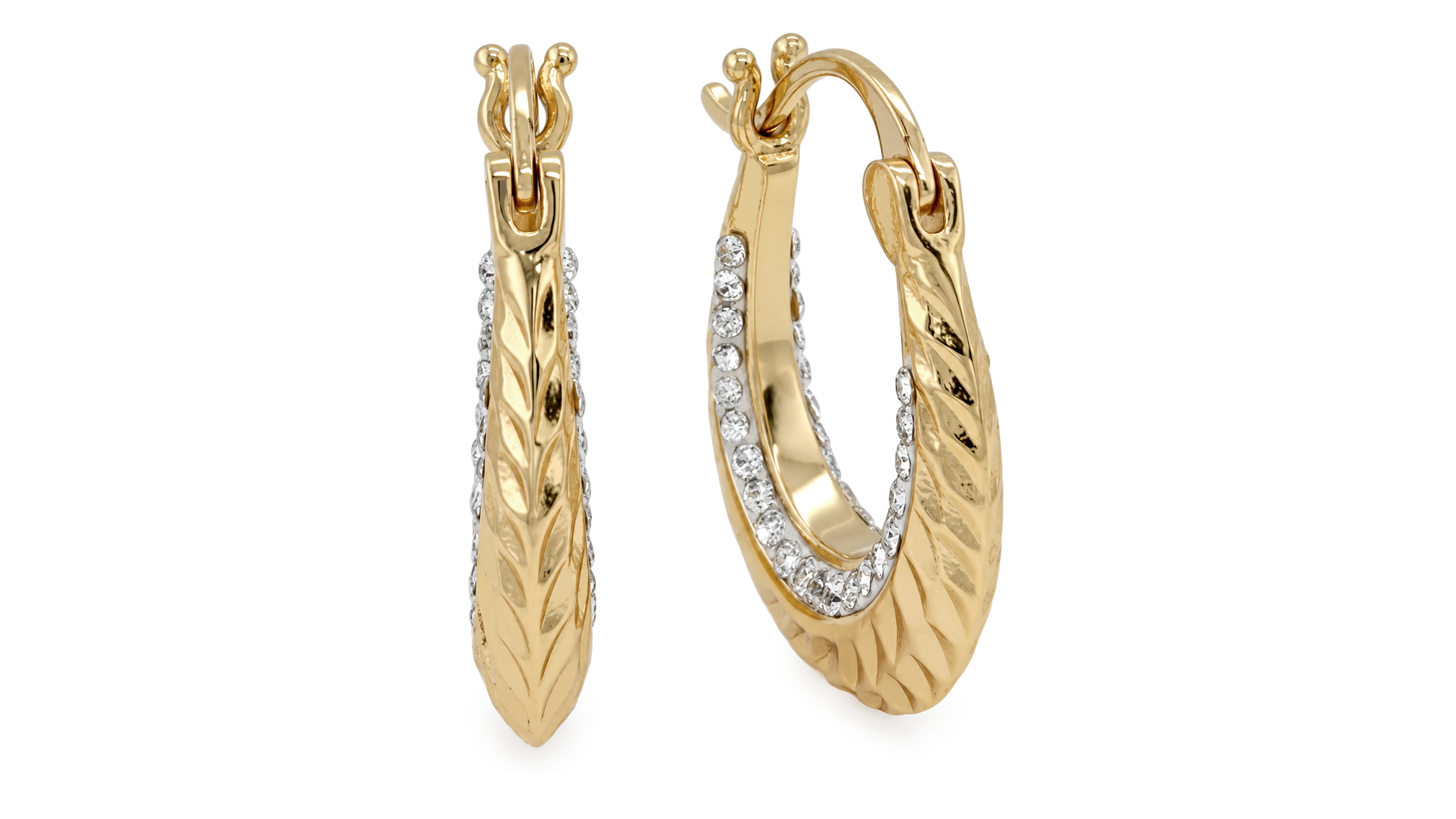 And Now This Clear Crystal Diamond Cut Hoop Earring
