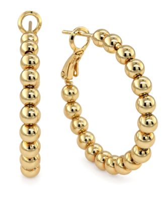 18K Gold Plated or Silver Plated Bead Hoop Earring