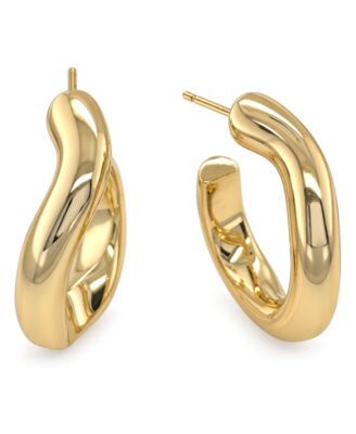 Silver-Plated or 18K Gold-Plated Oblong C Hoop Earring