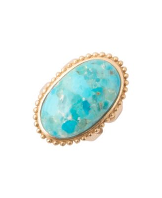 Genuine Blue Turquoise Statement Open Ring